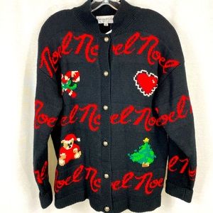 Vintage 1992 The Eagle’s Eye Wool Buttoned Christmas Sweater Sz. M Read